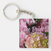 Porte-clés Hydrangées roses et crème pour la mariée (Devant)