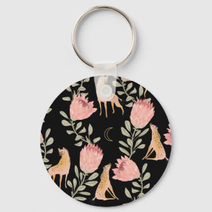 Porte-clés Hyena & Protea : Motif Vintage foncé