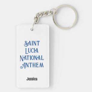 Porte-clés Hymne national de Sainte-Lucie   Texte bleu prénom