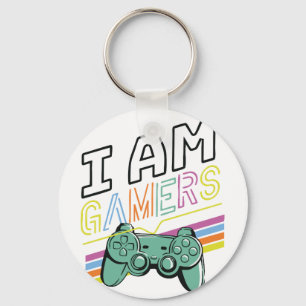 Porte-clés I Am Gamers - Retro Neon Design de jeux