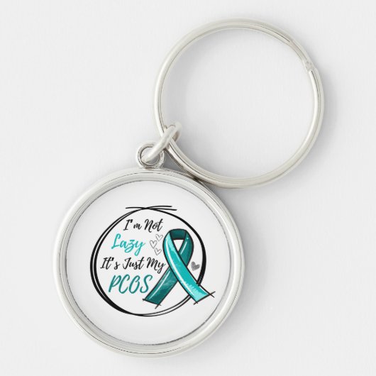Porte-clés I Am Not Lazy It's Just My PCOS Teal Ribbon 2 (Devant)