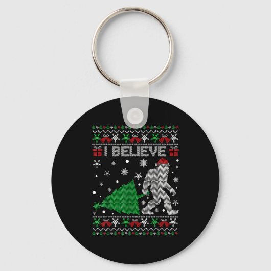 Porte-clés I Believe Big Foot Sasquatch Christmas (Recto)