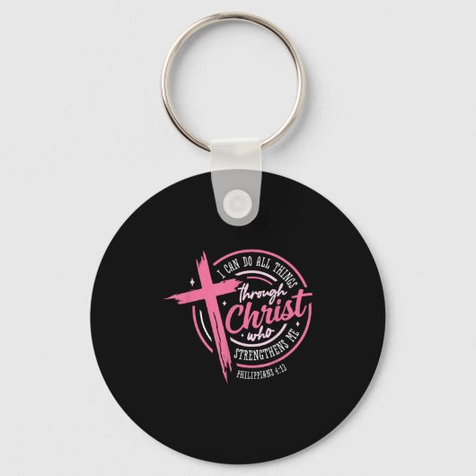 Porte-clés I Can Do All Things Through Christ Breast Cancer A (Recto)