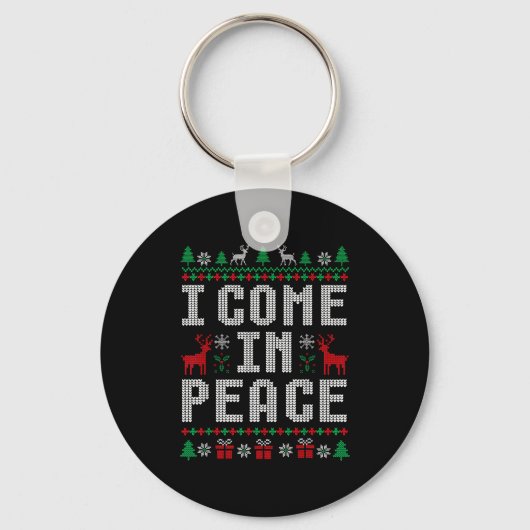 Porte-clés I Come In Peace Couple Matching Ugly Christmas Swe (Recto)