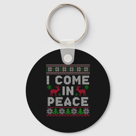 Porte-clés I Come In Peace Couple Matching Ugly Christmas Swe (Recto)