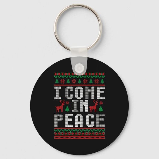 Porte-clés I Come In Peace Couple Matching Ugly Christmas Swe (Recto)