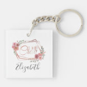 Porte-clés I Do Crew Rose Floral Blush Fleurs Rose Vert (Dos)