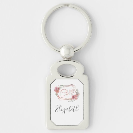 Porte-clés I Do Crew Rose Floral Blush Fleurs Rose Vert (Devant)