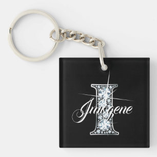 Porte-clés I Faux Diamond Bling Monogramme