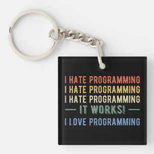 Porte-clés I Hate Programmation - Drôle Programmeur I