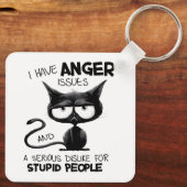 Porte-clés I Have Anger Issues Funny Cat Lover Gift  (Verso)