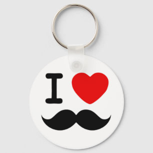 Porte-clés I heart / Amour Moustaches / Moustaches