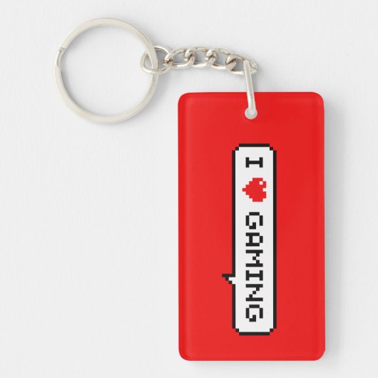 Porte-clés I Heart Gaming I Love Gaming Simple Pixel Art (Devant)