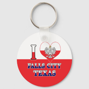 Porte-clés I Heart Love Falls City Texas