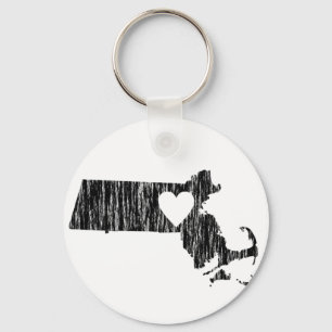 Porte-clés I Heart Massachusetts Grunge Outline State Love