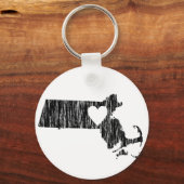 Porte-clés I Heart Massachusetts Grunge Outline State Love (Recto)