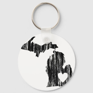 Porte-clés I Heart Michigan Grunge Worn Outline State Love