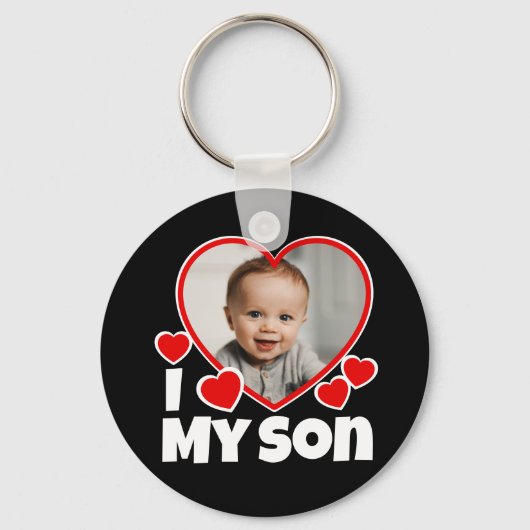 Porte-clés I Heart My Son Personalized Photo Round (Recto)