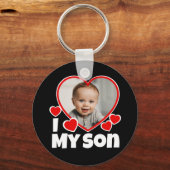 Porte-clés I Heart My Son Personalized Photo Round (Recto)