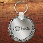 Porte-clés I Heart...N'Importe Quel Nom Silver Heart Keychain (Recto)