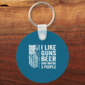 Porte-clés I Like Guns Beer Maybe 3 People Funny Drinking  (Recto)