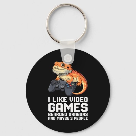 Porte-clés I Like Video Games Bearded Dragon Gamer Introvert  (Recto)