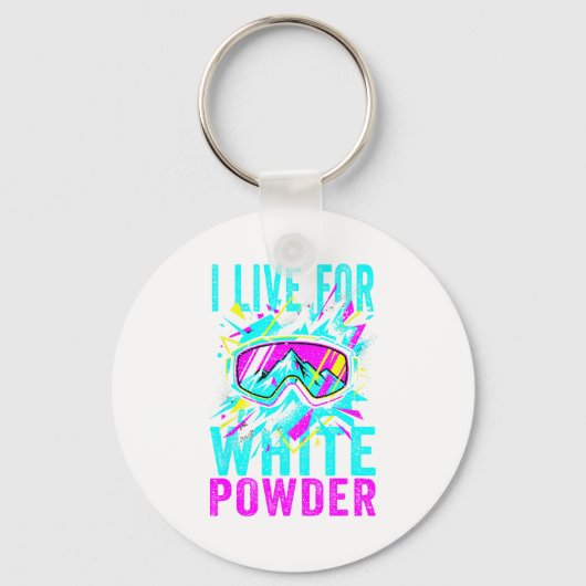 Porte-clés I Live For White Wder 80s 90s Retro Skiing Snowboa (Recto)