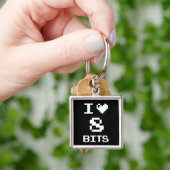 Porte-clés I Love 8 Bits, gamer design geek (main)