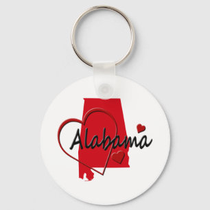 Porte-clés I Love Alabama Hearts Map