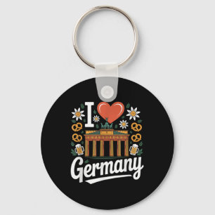 Porte-clés I Love Allemagne Bratwurst Pretzel Beer