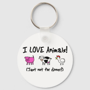 Porte-clés I Love Animaux Végétarien