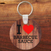 Porte-clés I Love Barbecue Sauce Bois Panneaux (Recto)