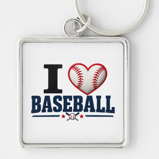 Porte-clés I Love Baseball Player & Fan Gift Design (Devant)