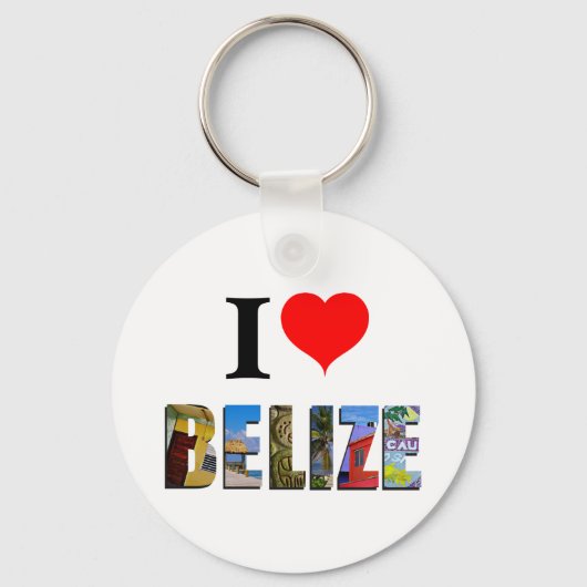 Porte-clés I Love Belize Heart Tropical Beach Travel Photos (Recto)