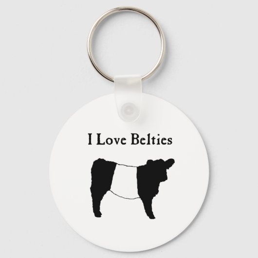 Porte-clés I Love Belties - Black White Belt Galloway Cows (Recto)