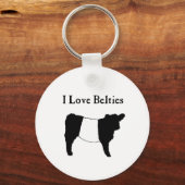 Porte-clés I Love Belties - Black White Belt Galloway Cows (Recto)