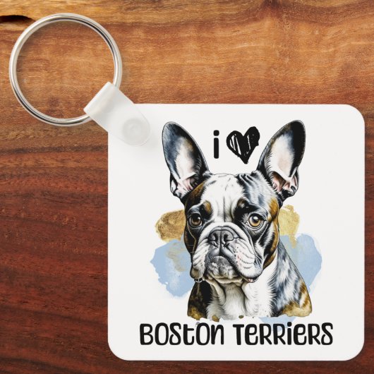 Porte-clés I Love Boston Terriers (Recto)
