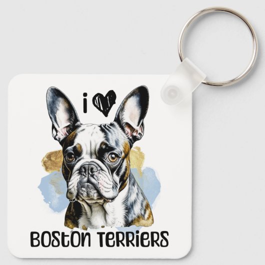 Porte-clés I Love Boston Terriers (Dos)