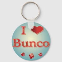 I Love Bunco en rouge avec des dés rouges