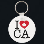 Porte-clés I Love CA | I Love Canada Custom Porte - clé<br><div class="desc">Faites savoir à tout le monde combien vous aimez le Canada avec ce porte - clé "I Love CA" personnalisable avec typographie rétro et accent de coeur de feuille d'érable. La meilleure façon de montrer votre fierté et votre amour pour le Canada. Personnalisez en ajoutant votre nom. D'autres pays, États,...</div>