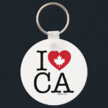 Porte-clés I Love CA | I Love Canada Custom Porte - clé<br><div class="desc">Faites savoir à tout le monde combien vous aimez le Canada avec ce porte - clé "I Love CA" personnalisable avec typographie rétro et accent de coeur de feuille d'érable. La meilleure façon de montrer votre fierté et votre amour pour le Canada. Personnalisez en ajoutant votre nom. D'autres pays, États,...</div>