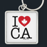 Porte-clés I Love CA | I Love Canada Porte - clé personnalisé<br><div class="desc">Faites savoir à tout le monde combien vous aimez le Canada avec ce porte - clé "I Love CA" personnalisable avec typographie rétro et accent de coeur de feuille d'érable. La meilleure façon de montrer votre fierté et votre amour pour le Canada. Personnalisez en ajoutant votre nom. D'autres pays, États,...</div>