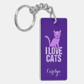 Porte-clés I Love Cats Purple Custom (Devant gauche)
