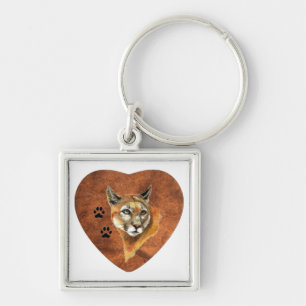 Porte-clés I Love, Coeur, Cougar Animal, Nature, Faune