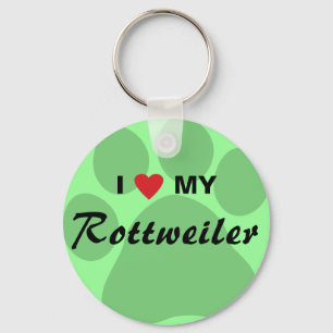 Porte-clés I Love (Coeur) My Rottweiler Pawprint