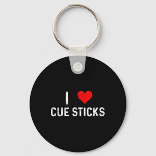 Porte-clés I Love Cue Sticks - Coeur - Distressed Billard P