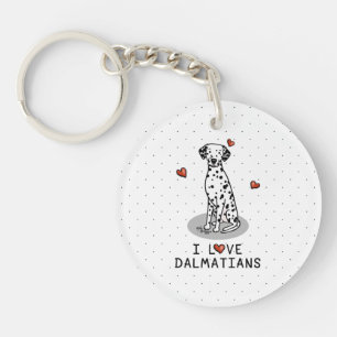 Porte-clés I Love Dalmatians (noir 1) Coeurs mignons