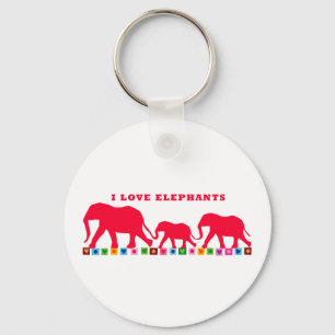 Porte-clés I Love Elephants (Rouge)