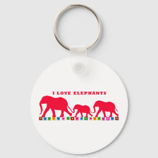 Porte-clés I Love Elephants (Rouge)