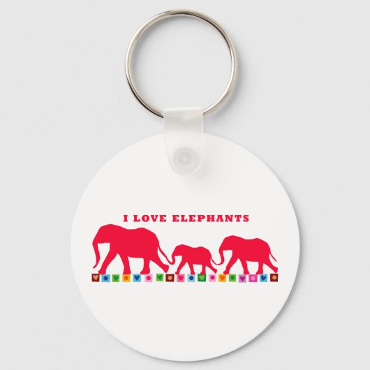 Porte-clés I Love Elephants (Rouge) (Recto)